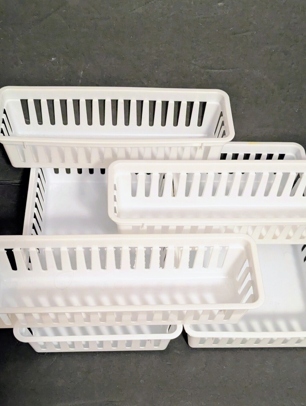 Baskets White Plastic Storage Baskets Multipurpose Home Organizer Bundle 5
